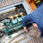 A,Service,Engineer,Fixing,The,Engine,Of,A,Vessel